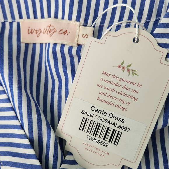 Ivy City Co. Carrie Striped Blue Puff-Sleeve Tiered Dress - Picture 9 of 11